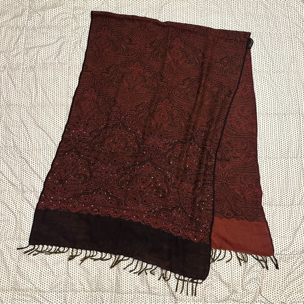 Luisa Spagnoli Beaded Shawl with Fringe